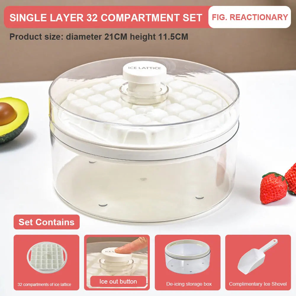 32 Grid Silicone Ice Cube Tray Mould With Lid Shovel Storage Box Remove With One Click Ice Maker DIY Whiskey Cocktail Tools