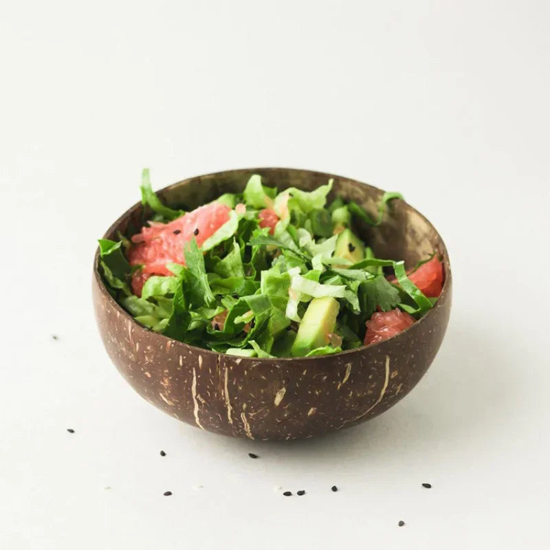Natural Coconut Shell Bowl Light Food Container Wooden Dessert Fruit Salad Bowl Southeast Asia Tableware Set Noodle soup bowl