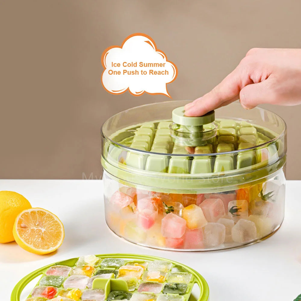 32 Grid Silicone Ice Cube Tray Mould With Lid Shovel Storage Box Remove With One Click Ice Maker DIY Whiskey Cocktail Tools
