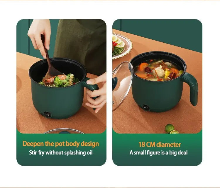 1.5L Mini Multifunctional Rice Cooker Home Cooking Pot Non-Stick Safety Material Electric Stockpot Utility Pan for Kitchen