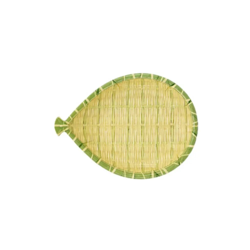 Creative Imitation Bamboo Weaving Hot Pot Vegetable Plate Melamine Multiple Styles Barbecue Plate Green Serving Plate Restaurant