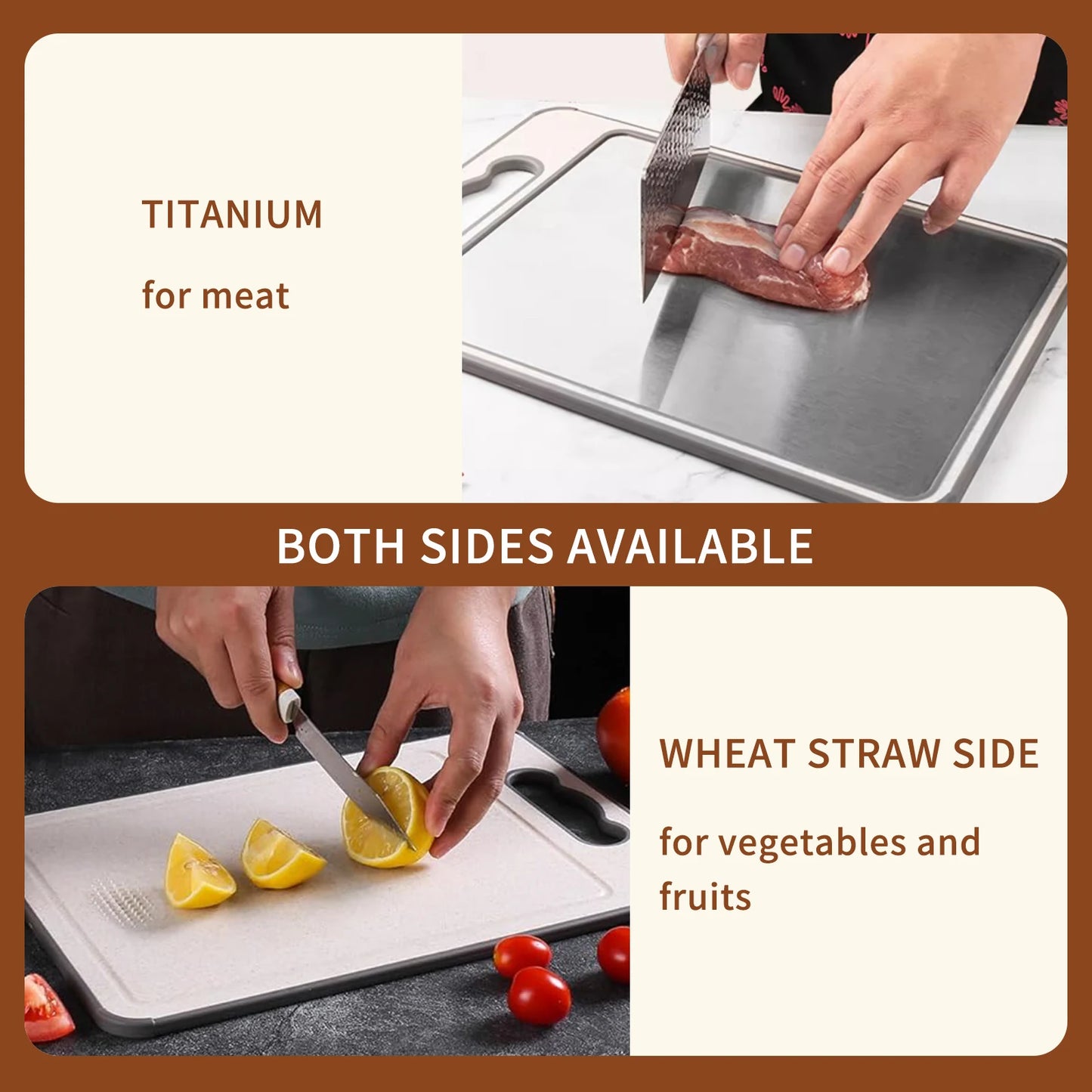 Double-Sided Titanium Chopping Board Sturdy, Scratch-Resistant Mesh Design for Handling Meat and Vegetables, Dishwasher Safe