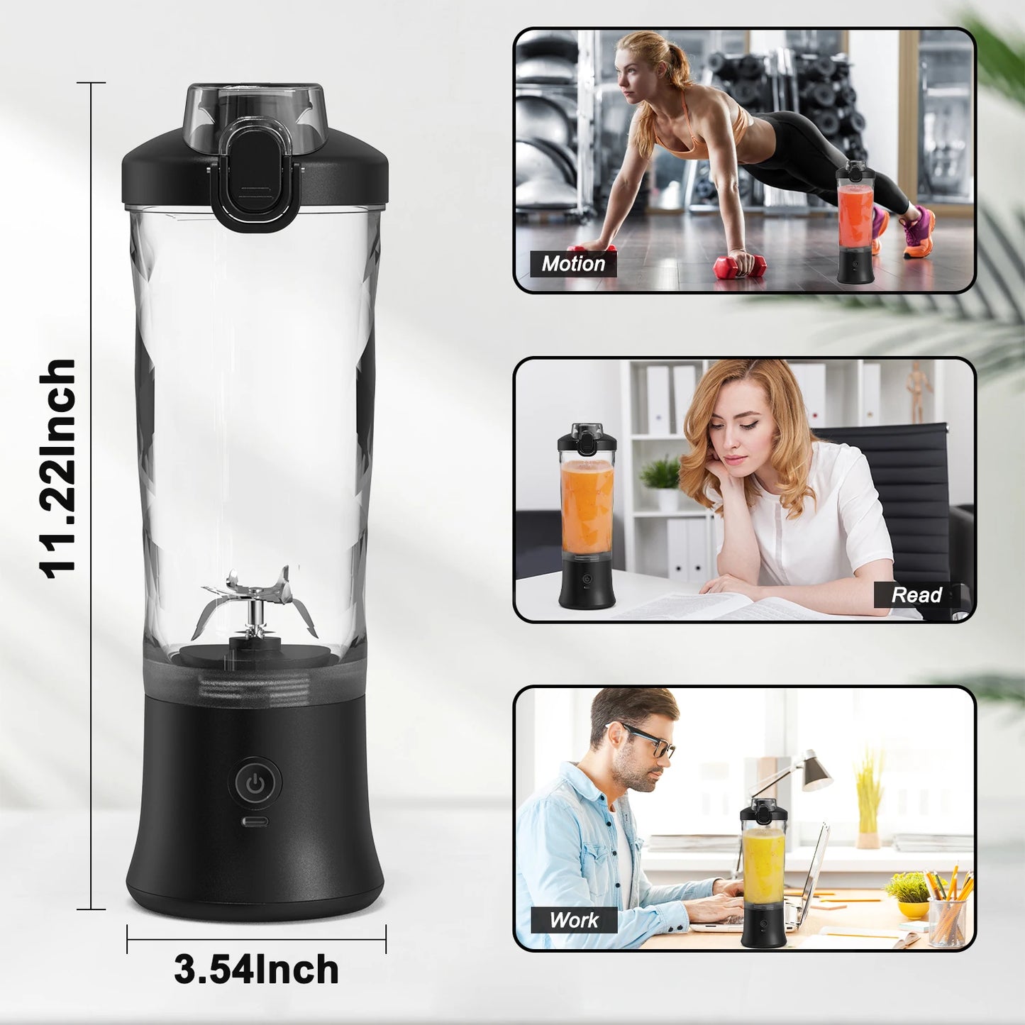 Electric Portable Juicer Mixer 600ml Mini Electric Juicer USB Rechargeable Fresh Fruit Machine Milkshake Smoothie Blender Mixing