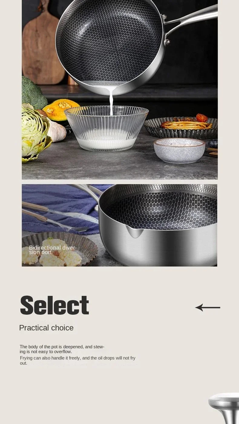 Versatile 316 Stainless Steel Pot for Home Cooking and Baby Food, Designed for Steaming, Boiling, Frying and Stir-Frying