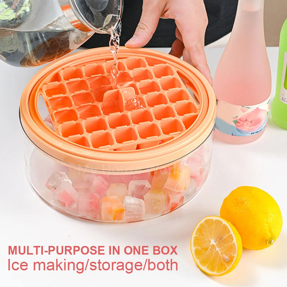 32 Grid Silicone Ice Cube Tray Mould With Lid Shovel Storage Box Remove With One Click Ice Maker DIY Whiskey Cocktail Tools