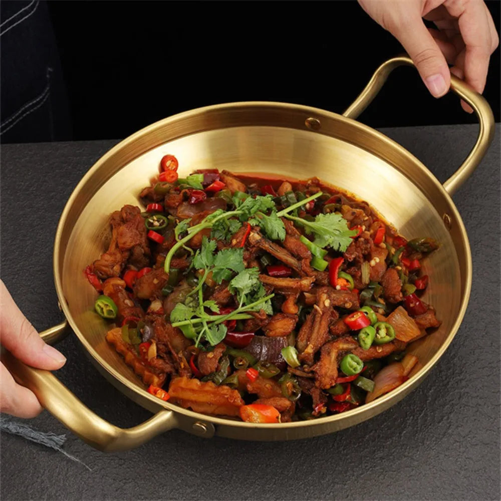 Stainless Steel Seafood Rice Pot Dry Pots with Handle Home Cooking Paella Pan Picnic Snack Plates Cookware Saucepan for Kitchen
