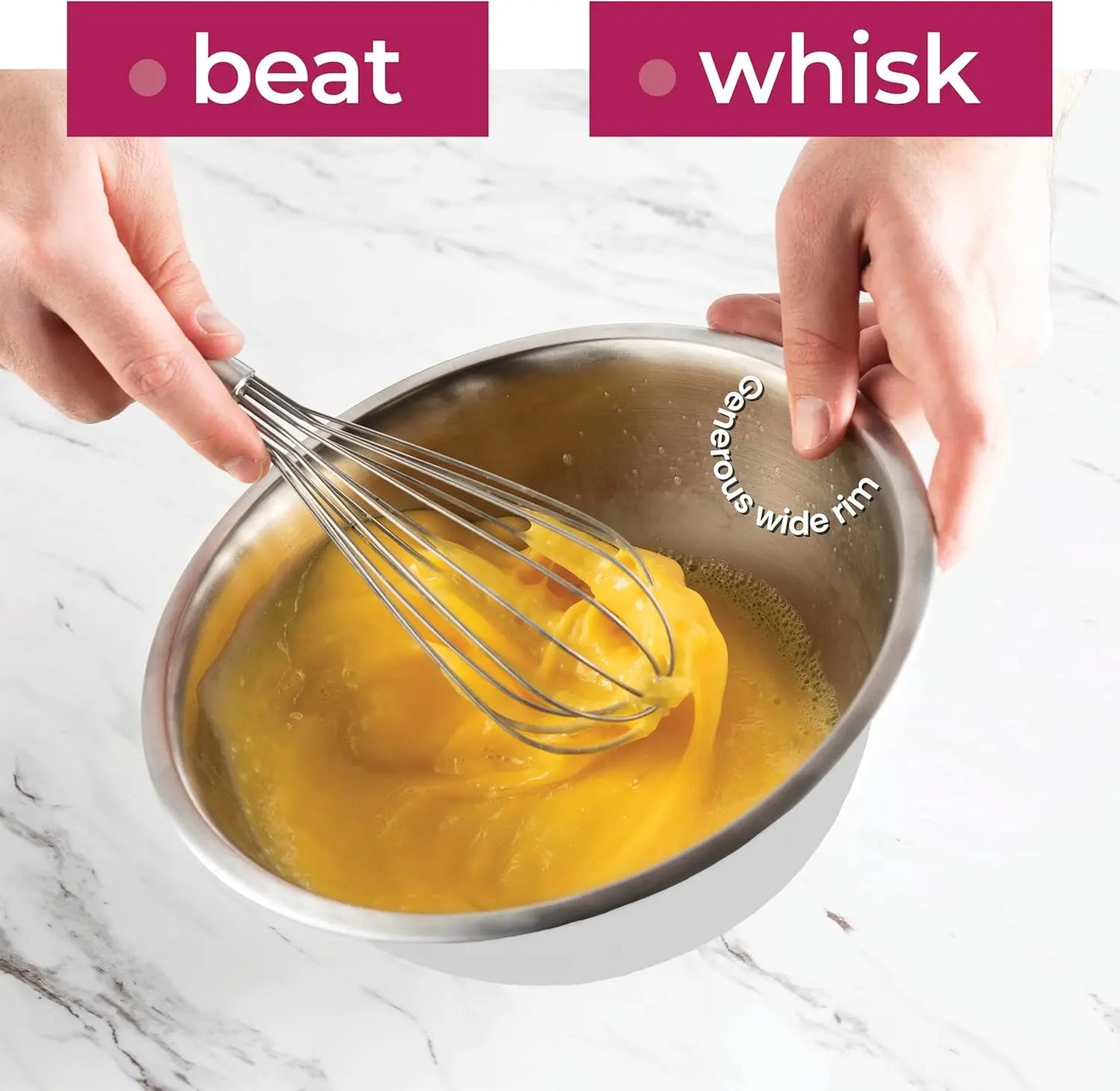 FineDine Stainless Steel Mixing Bowls (Set of 5) Stainless Steel Mixing Bowl Set - Easy To Clean, Nesting Bowls