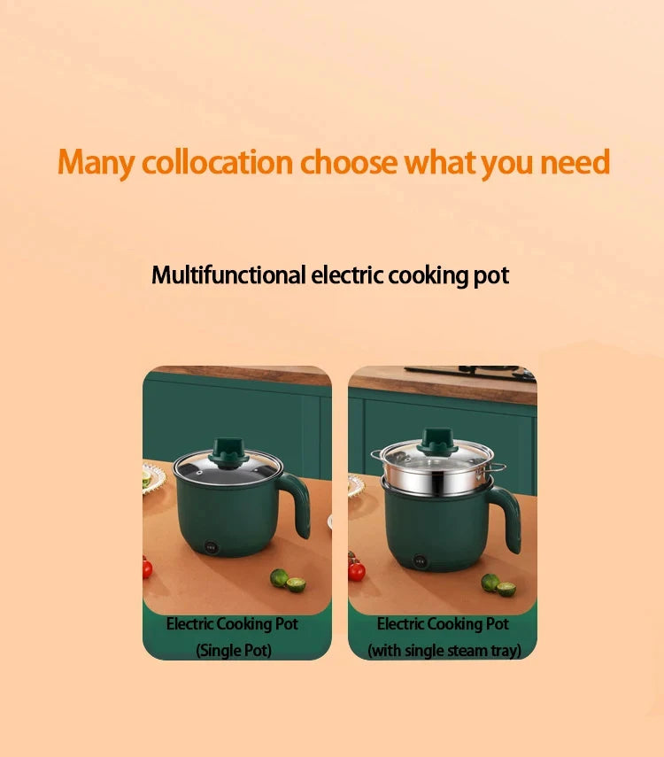 1.5L Mini Multifunctional Rice Cooker Home Cooking Pot Non-Stick Safety Material Electric Stockpot Utility Pan for Kitchen