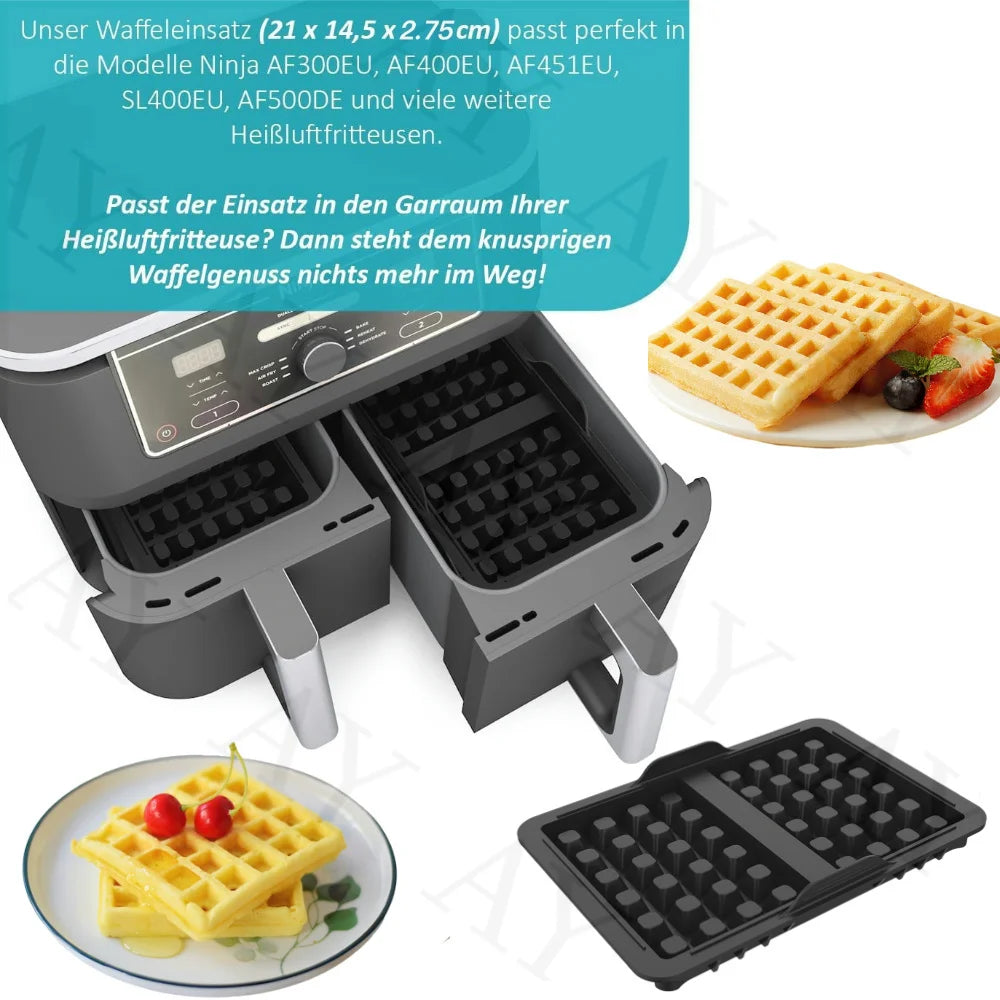 Air Fryer Waffle Silicone Baking Pan Waffle Mold for Ninja AF300EU AF400EU AF451EU SL400EU AF500DE and Many Other Air Fryers