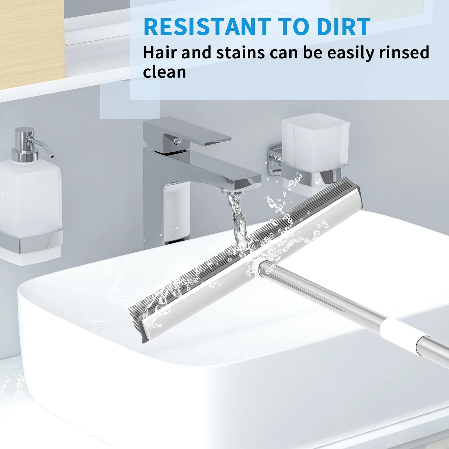 BRIEFNESS Cleaning brush 120 cm long handle scrubber and suction pick-up with handle Silicone broom Interior with squeegee