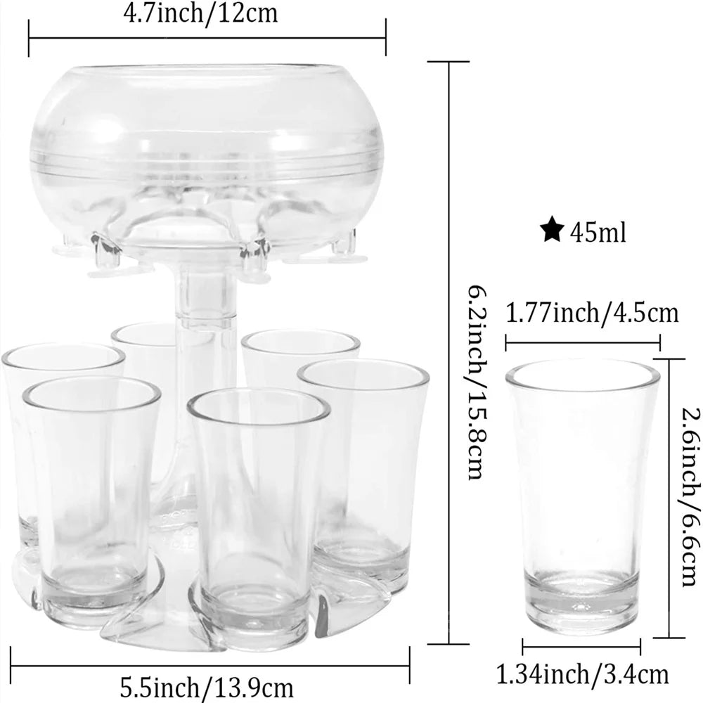 6 Shot Glass Dispenser Holder Liquor Dispenser Pmma Acrylic Glass Party Drinking Games Bar Cocktail Wine Beer Quick Filling Tool