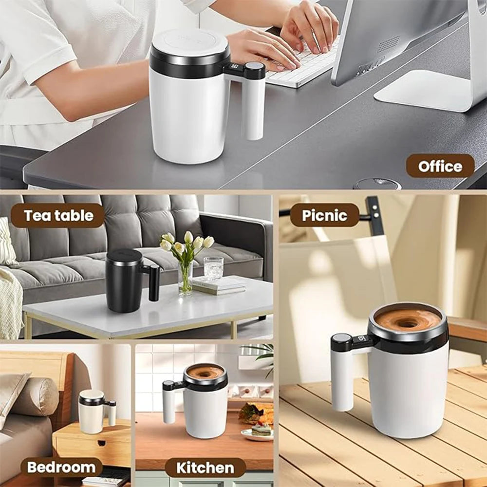 Automatic Self Stirring Mug Rechargeable Magnetic Coffee Mug Waterproof Mixing Cup for Milk/Coffee for Office/Travel Best Gift