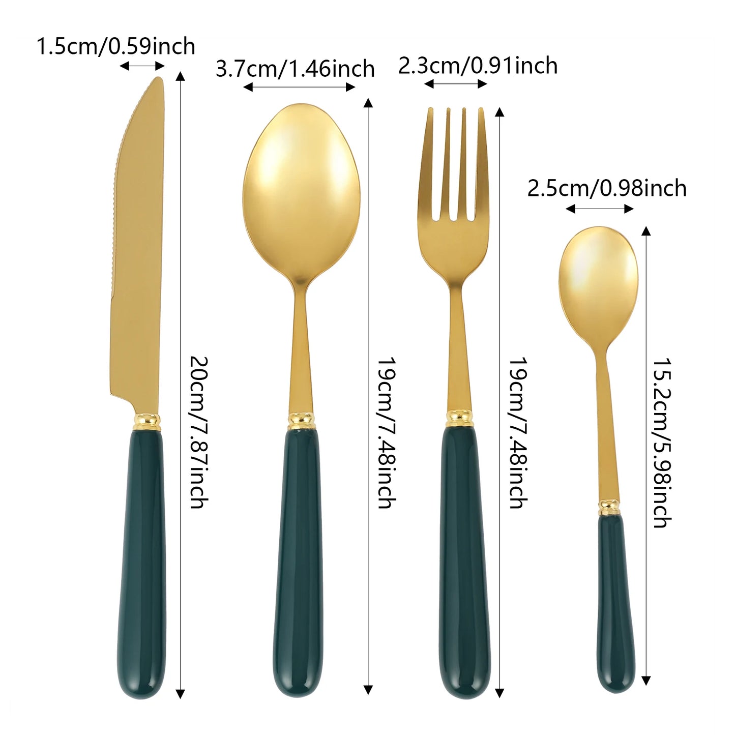 Stainless Steel Cutlery Set with Stand, Dark Green Handle, 24 PCS Cutlery Set for Kitchens