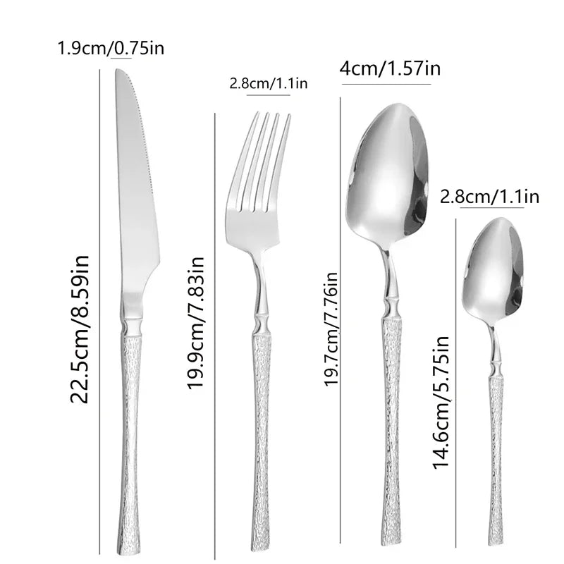 4/16/32pcs stainless steel tableware set for hotel restaurant Family Kitchen party Birthday party Chafing dish warmer set Fork