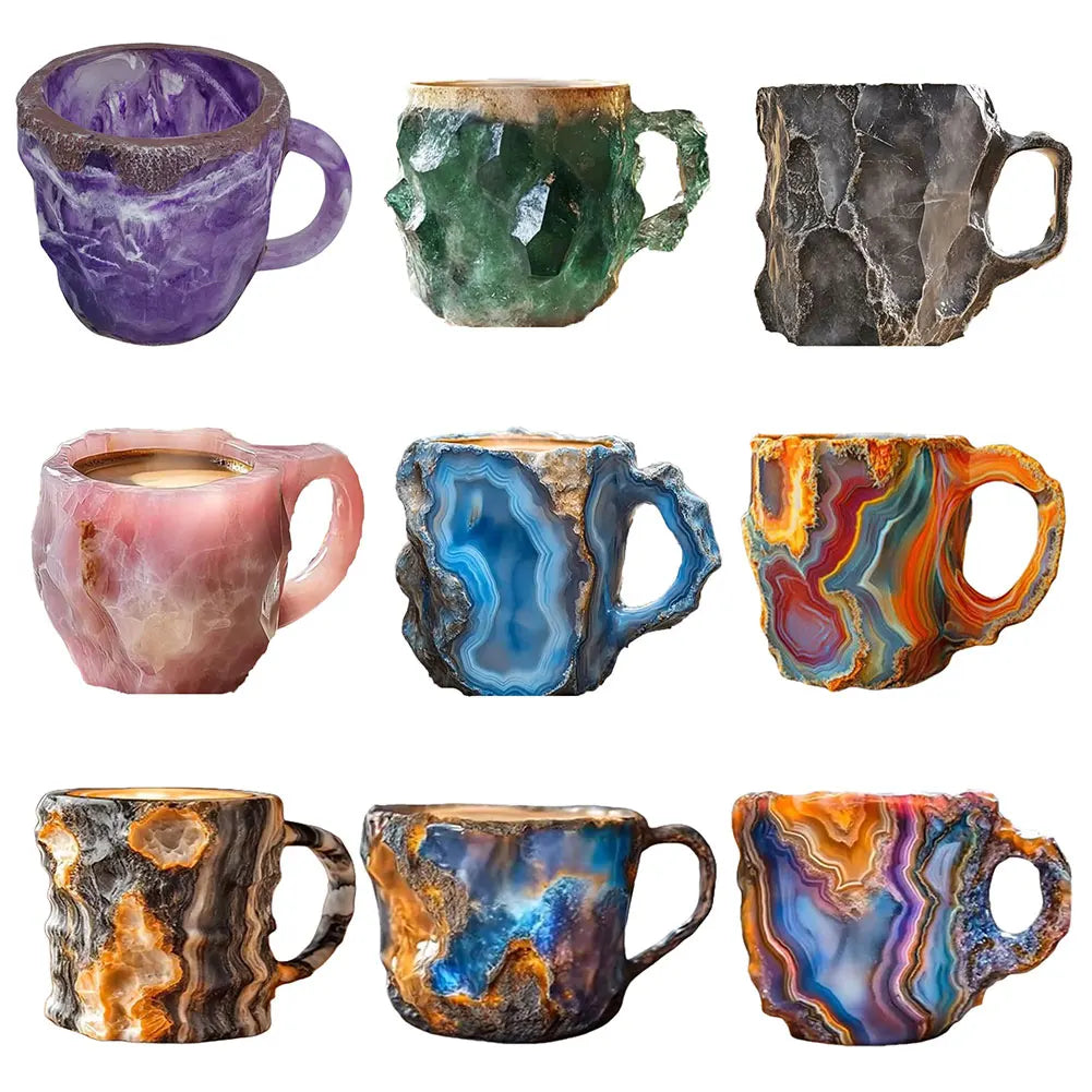 Mineral Crystal Coffee Mugs Colorful Crystal Mug Multi-use Elegant Mineral Cup Resin Tea Cup Gift for Family Friends