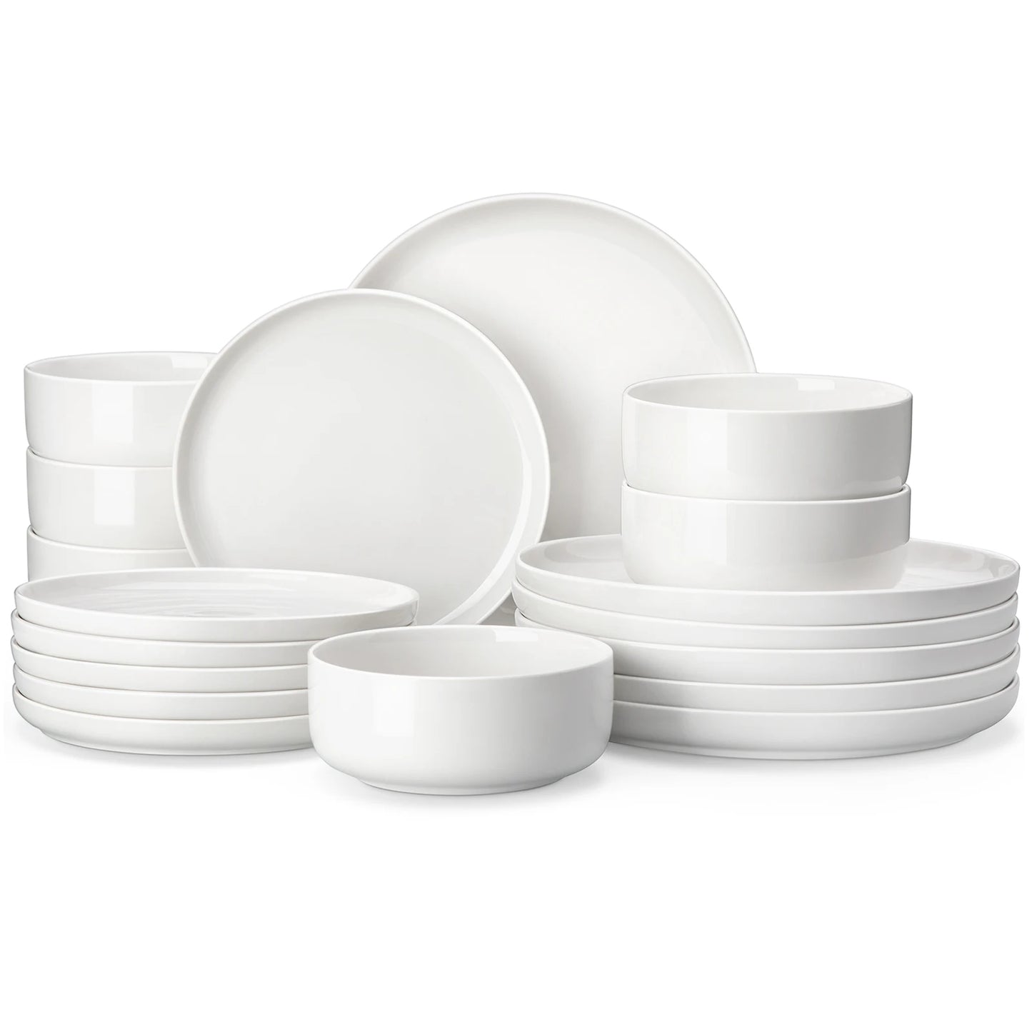 MALACASA 18/36-Piece Ceramic Plate Porcelain Dinnerware Set with 6/12 Pcs Dinner/Dessert Plates,Bowl Tableware Set for 6/12