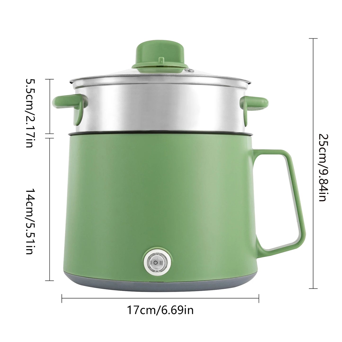 Electric Hot Pot, Mini Electric Cooker 1.7L Noodles Pot Multi-Functional Electric Cooker for Soup Porridge Dumplings Eggs Pasta