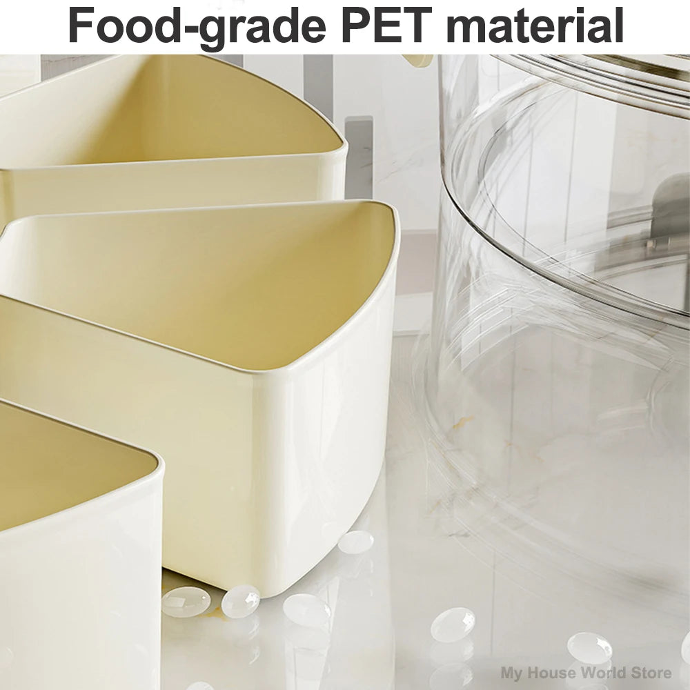 Divided Rotating Serving Tray with Lid & Handle Portable Snackle Box for Fruits Snacks Veggie Charcuterie Clear Snack Organizer