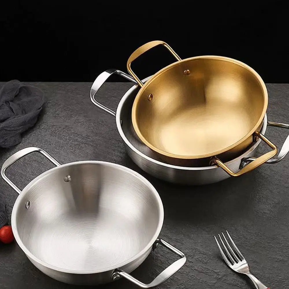 Stainless Steel Seafood Rice Pot Dry Pots with Handle Home Cooking Paella Pan Picnic Snack Plates Cookware Saucepan for Kitchen