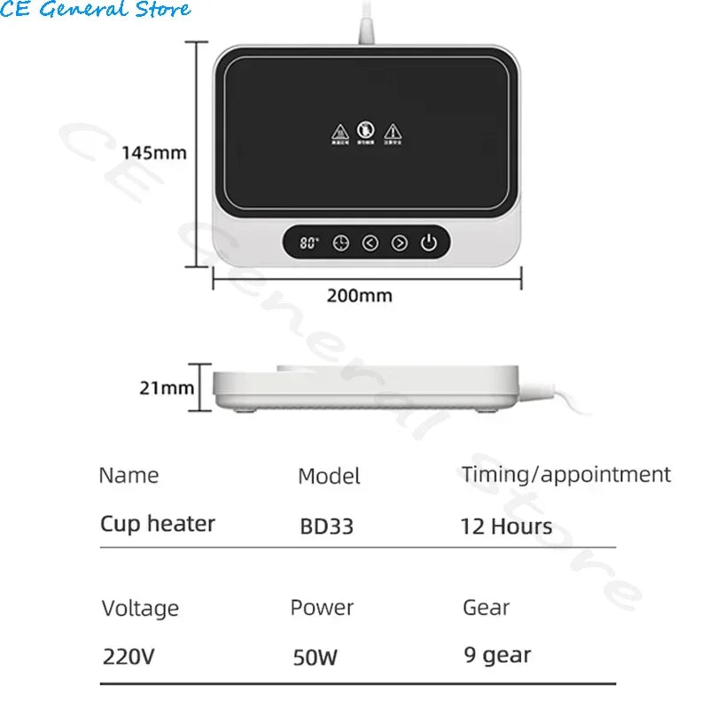 50W Cup Heater Mug Warmer Electric Hot Plate 9 Gear Temperature Warmer Coaster Heating Lunch Box Milk Coffee Home Office 220V