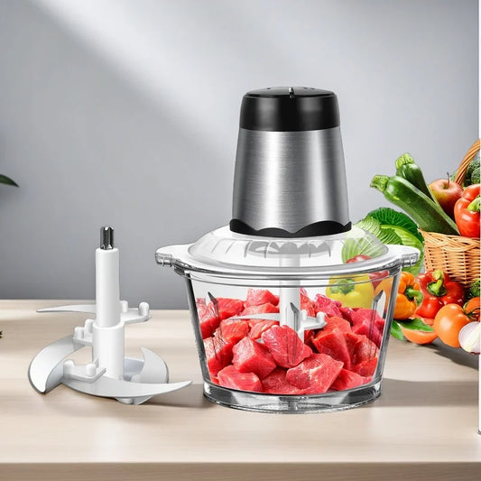2L small meat slicer home kitchen food processor meat mixer 2 speeds, 4 double blades