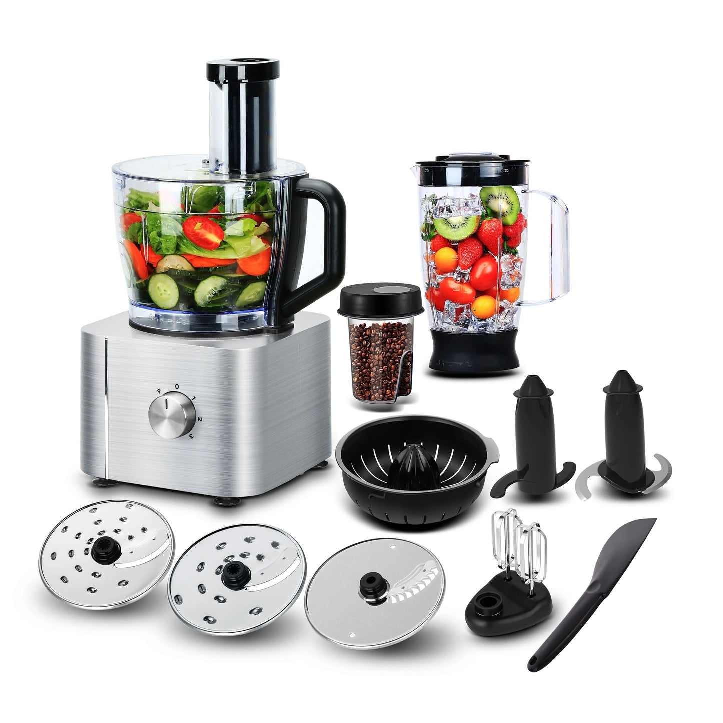 11-in-1Multifunctional Food Processor 1100W 3 Speed+Pulse Large Capacity Easy Clean BPA-Free Blender for Ice Smoothies Nuts Blue