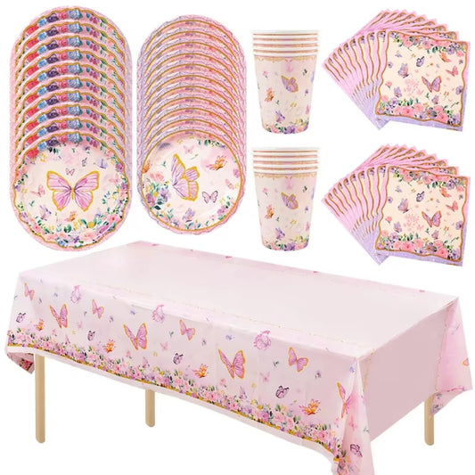 Disposable Tableware Set Paper Plates Cup Tablecloth Girls  Birthday Party Decoration Supplies Baby Shower Masha y oso Moana