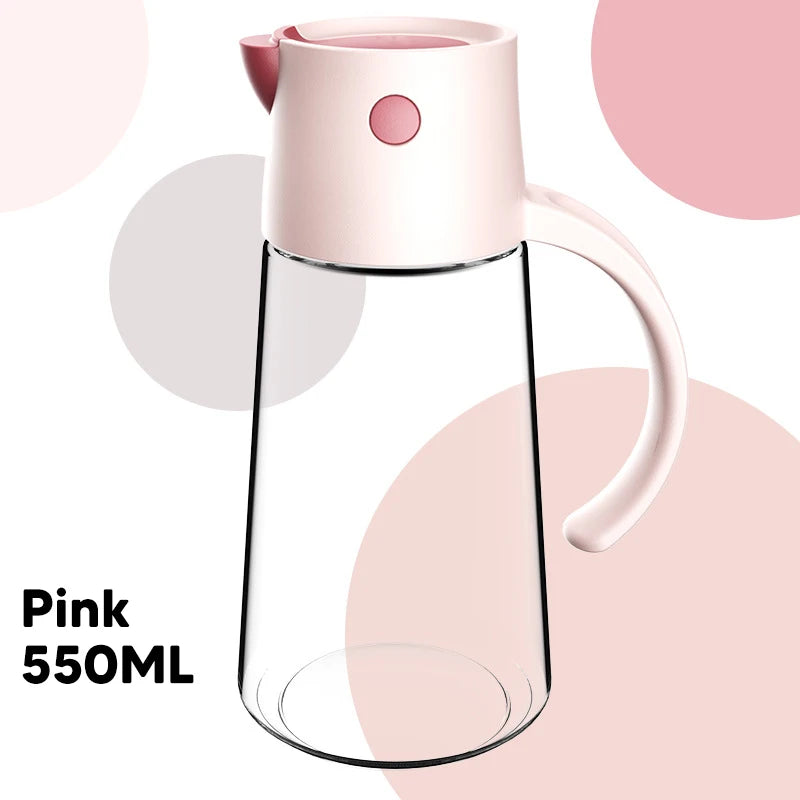 550/650ml Large Capacity Glass Oil Bottle with Automatic Oil Dispensers Olive Oil Kitchen Seasoning Bottle for Air Fryer Salad